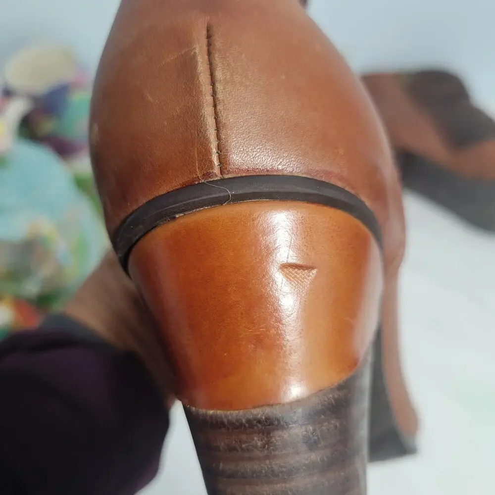 L'Artiste Belgard Bootie In Brown Hand Painted Leather & Embossed Suede Size 41 - Picture 6 of 7